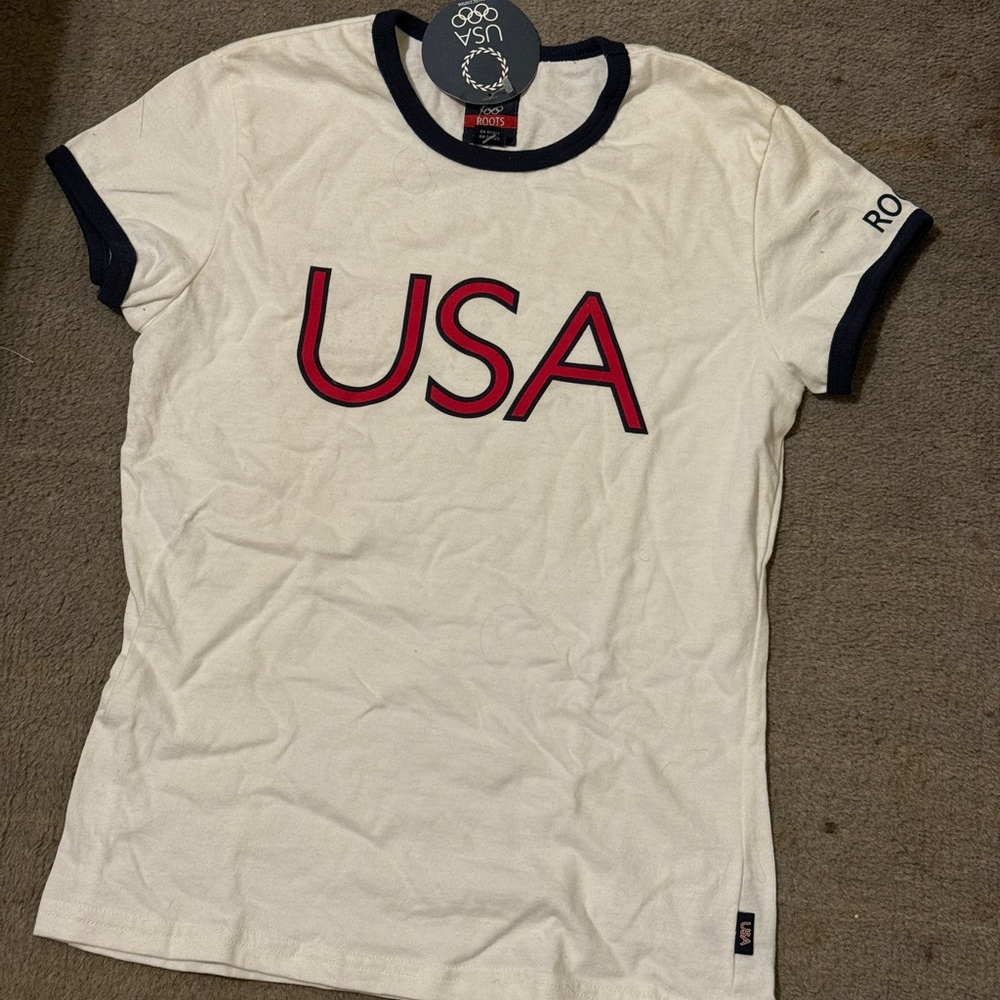 Team USA Athens 2004 Olympics White Navy Tee Size Small NWT